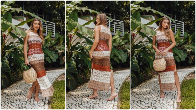 Saída de Praia em Crochê Castanha: Elegância e Conforto!