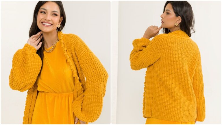 Cardigã de Tricô Curry: Uma Peça com Cor Linda e Elegante!