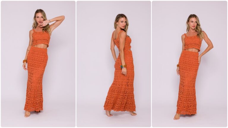 Conjunto de Crochê Caramelo: Beleza e Elegância que Encanta!