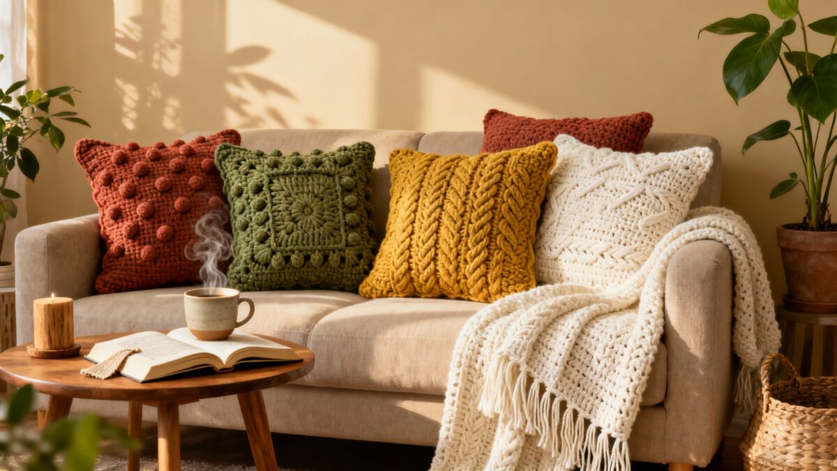 Adicione conforto e estilo com essas almofadas de crochê lindíssimas! - Imagem do artigo