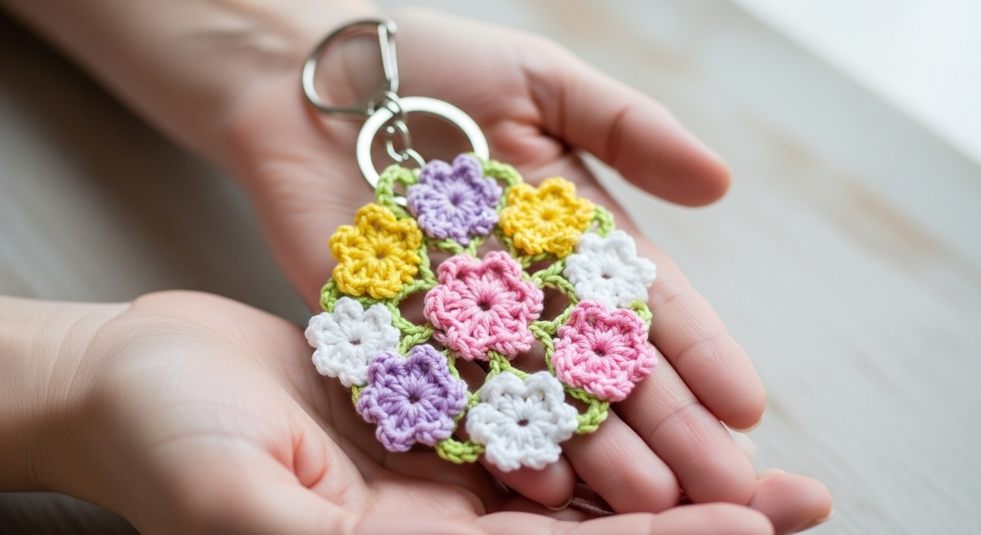 Presenteie ou venda estes chaveiros de crochê com flores que encantam! - Imagem do artigo