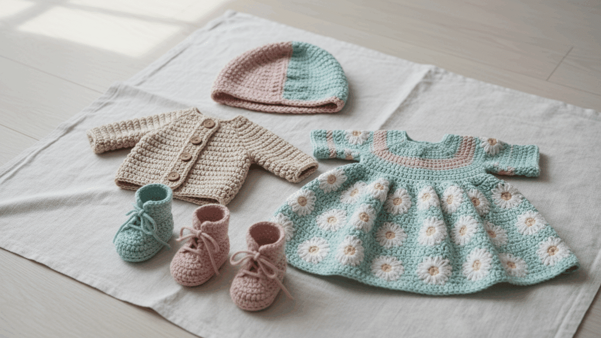 Roupas e acessórios de crochê infantil moderno que vão te encantar! - Imagem do artigo