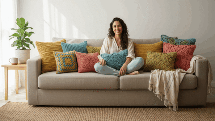 Imagem destacada - Almofadas de crochê coloridas que trazem alegria e estilo para a sua casa!