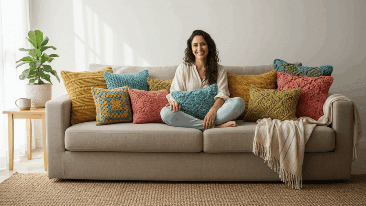 Almofadas de crochê coloridas que trazem alegria e estilo para a sua casa! - Imagem do artigo