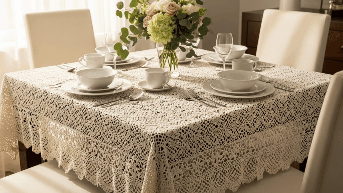 Decore com toalhas de mesa em crochê artesanal com beleza e charme! - Imagem do artigo