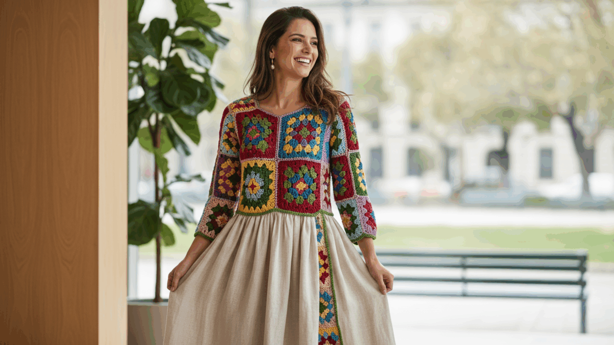 Estes 15 vestidos de crochê com squares e tecido vão transformar o seu guarda-roupa de 2026! - Imagem do artigo