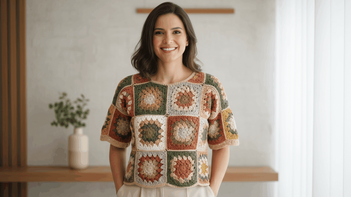 Aprenda a criar blusas de crochê com squares: modelos cheios de criatividade e estilo! - Imagem do artigo