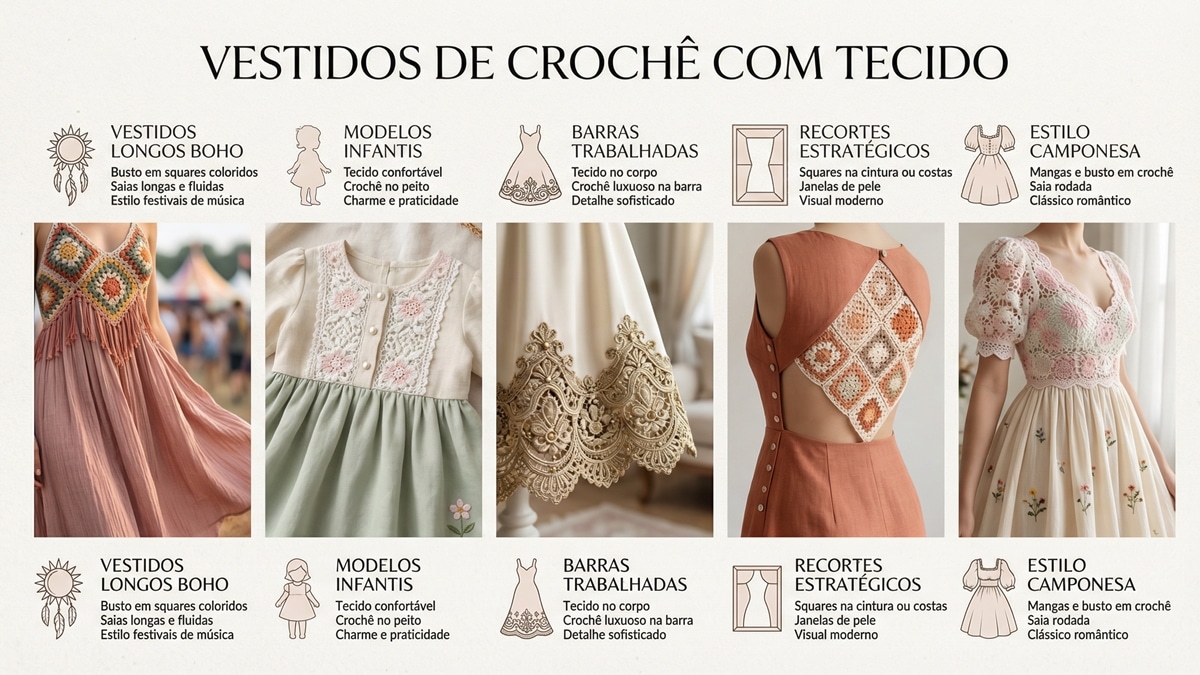 Vestidos de crochê e tecido dominam a moda com mix que viraliza - Imagem do artigo original