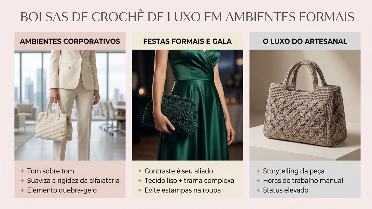 Bolsas de crochê de luxo dominam eventos de gala e viram febre - Imagem do artigo original