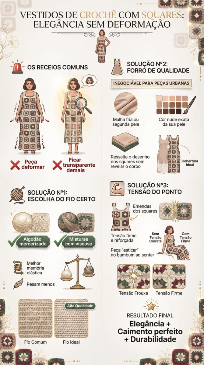 Vestidos de crochê com squares dominam passarelas e street style global - Imagem do artigo original