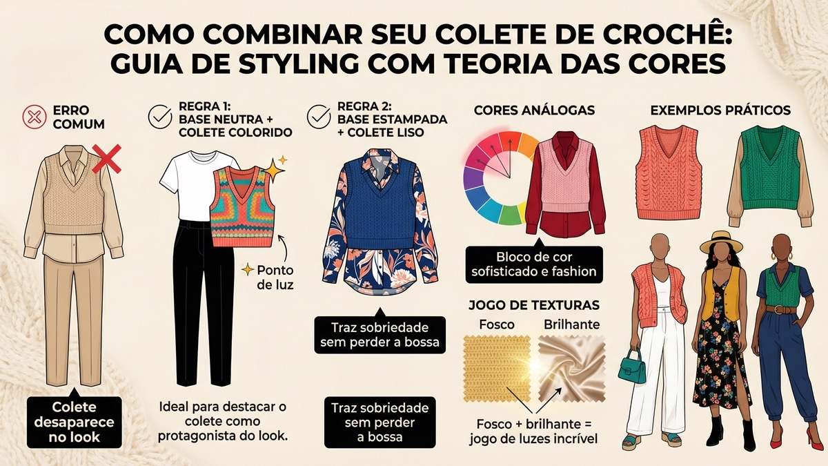 Colete de crochê viraliza ao turbinar jeans e camiseta - Imagem do artigo original