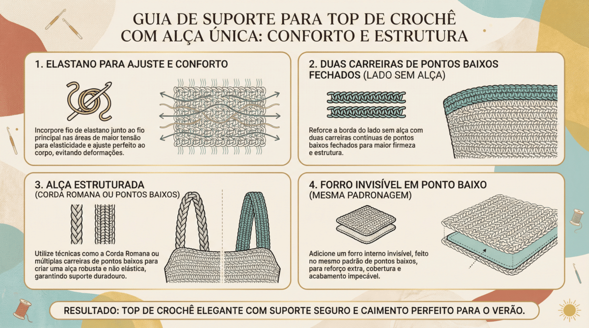 Top de crochê de uma alça só domina o verão 2026 com modelagem segura - Imagem do artigo original
