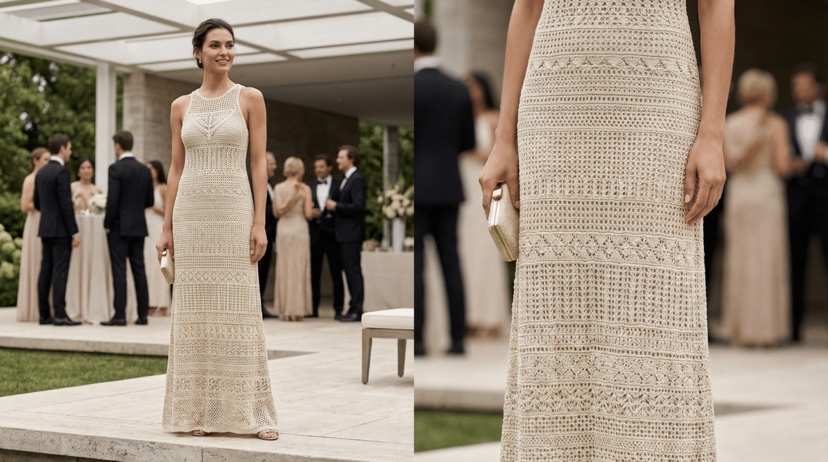 Vestido de crochê domina festas formais e viraliza entre convidadas - Imagem do artigo original