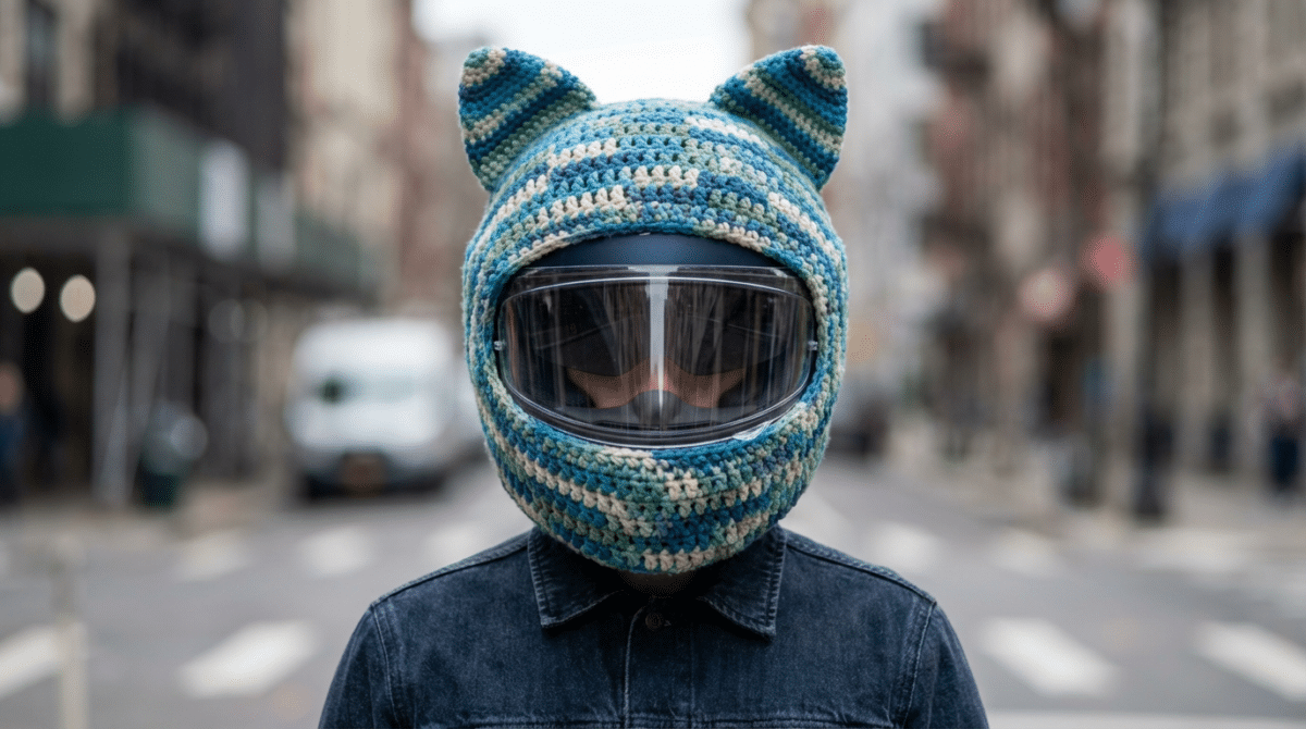 Orelhinhas de crochê dominam capacetes e viralizam entre motociclistas - Imagem do artigo original