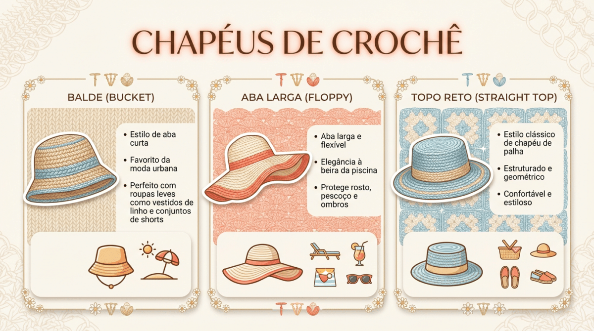 Chapéus de crochê viralizam como escudo fashion contra o sol - Imagem do artigo original
