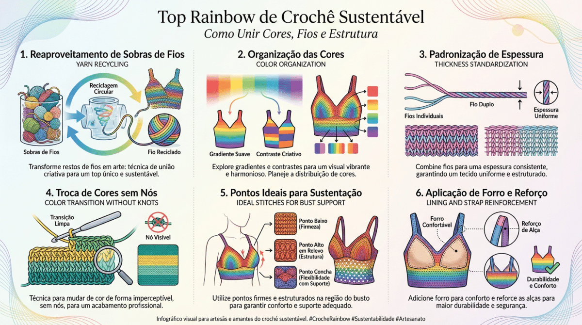 Top Rainbow de crochê viraliza e domina o verão sustentável 2026 - Imagem do artigo original