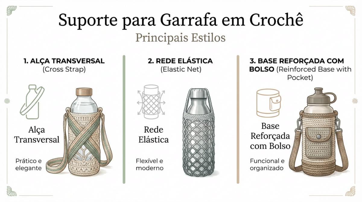 Suporte para garrafa em crochê viraliza ao unir proteção, estilo e isolamento - Imagem do artigo original