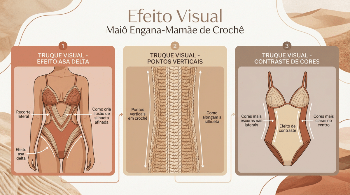 Maiô engana-mamãe de crochê domina verão 2026 com recortes que afinam a cintura - Imagem do artigo original